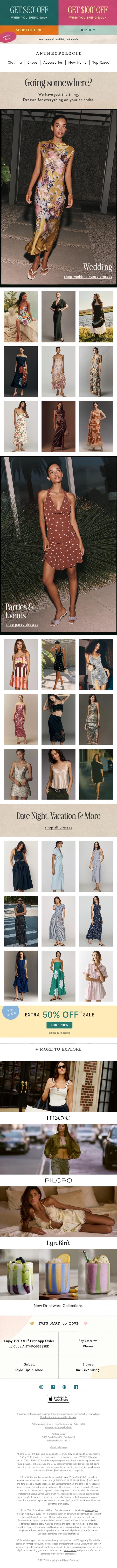 Email Design Inspiration from Anthropologie, Shopping pays! Get up to $100 to use later