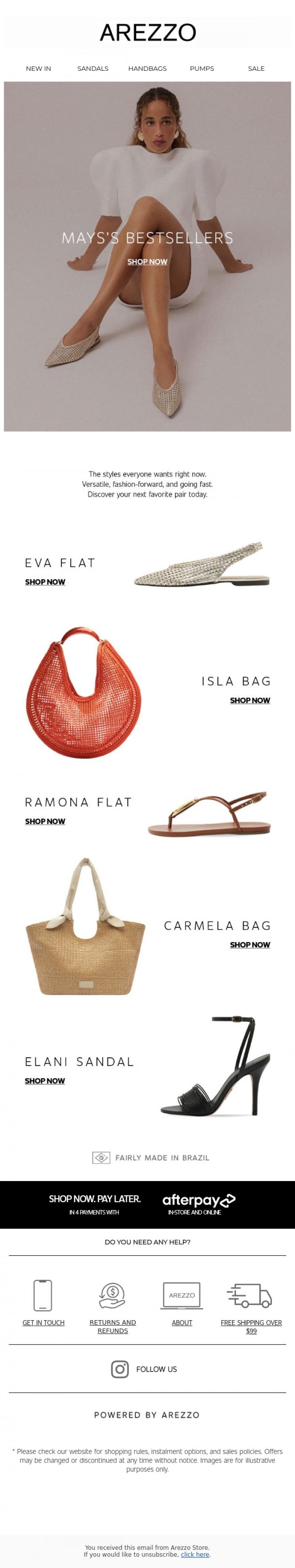 Email Design Inspiration from Arezzo Store, The Icons: What everyone bought this month