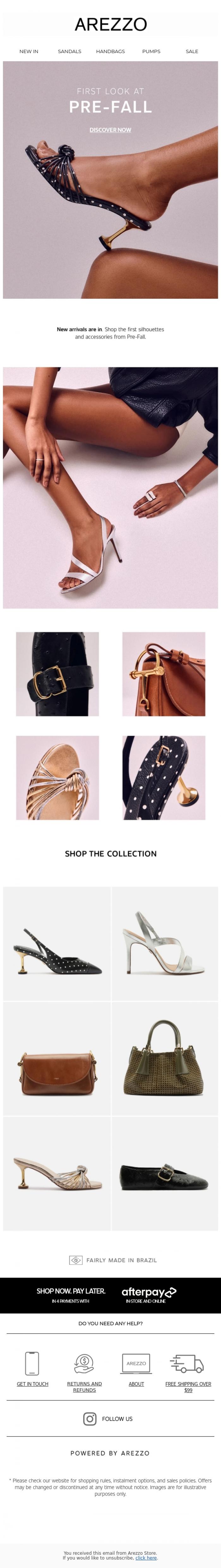Email Design Inspiration from Arezzo Store, Just dropped: Pre-Fall new arrivals