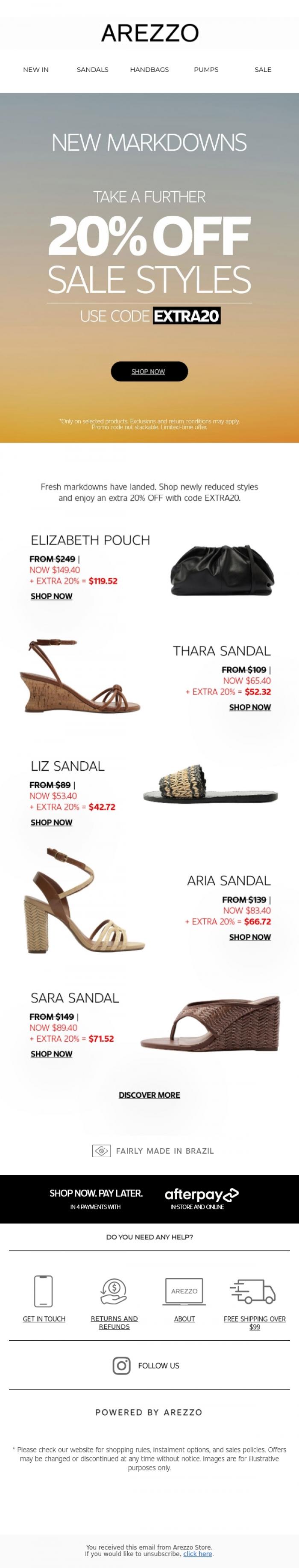 Email Design Inspiration from Arezzo Store, Just added to sale