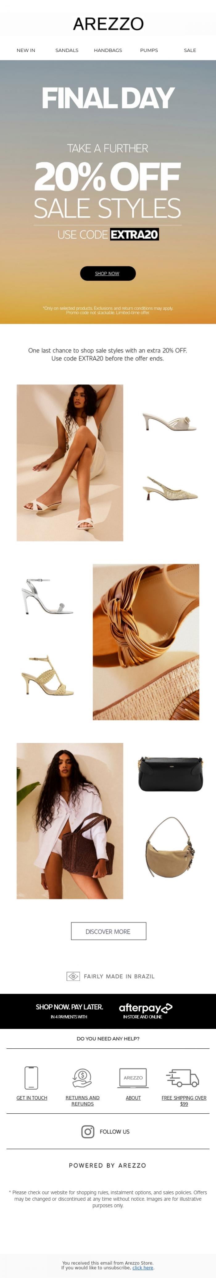 Email Design Inspiration from Arezzo Store, Your last chance