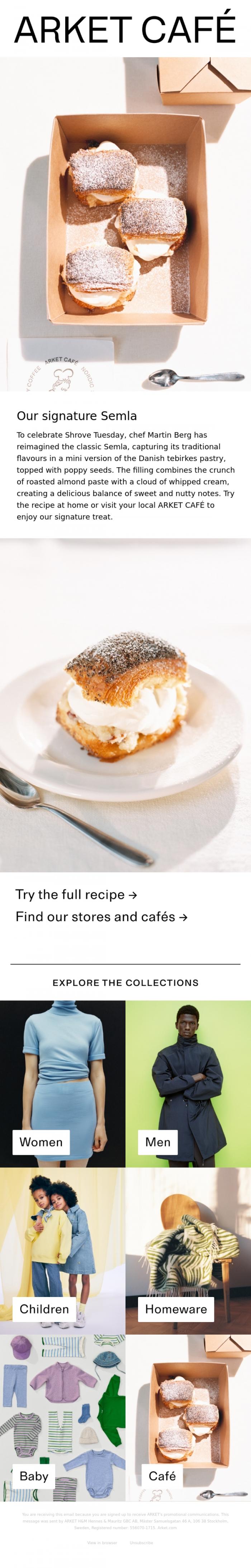 Email Design Inspiration from ARKET, ARKET CAF&Eacute; Semla