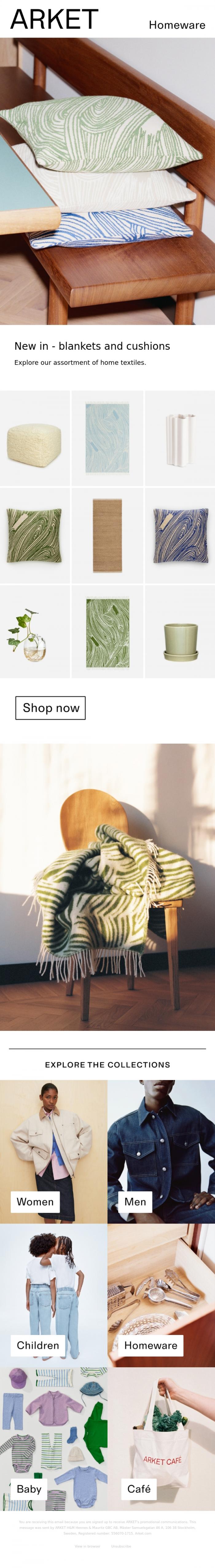 Email Design Inspiration from ARKET, Home textiles, refreshed