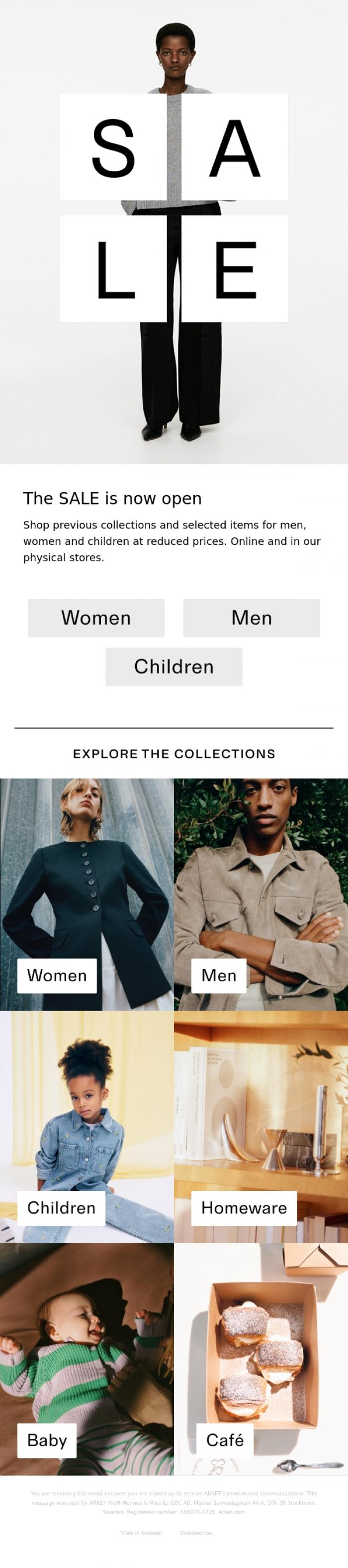 Email Design Inspiration from ARKET, The SALE is now open