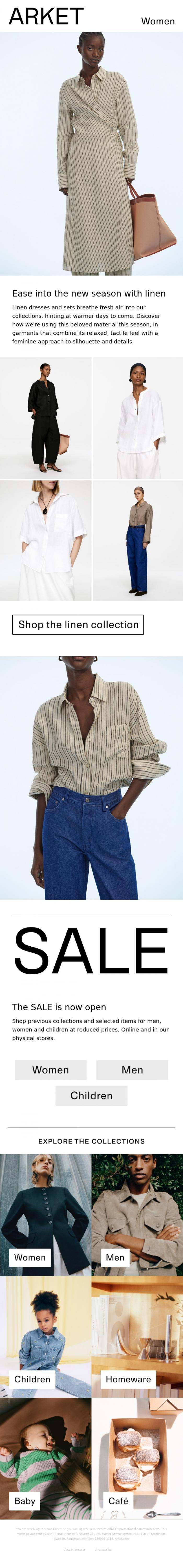 Email Design Inspiration from ARKET, Spring-to-summer dressing: Linen