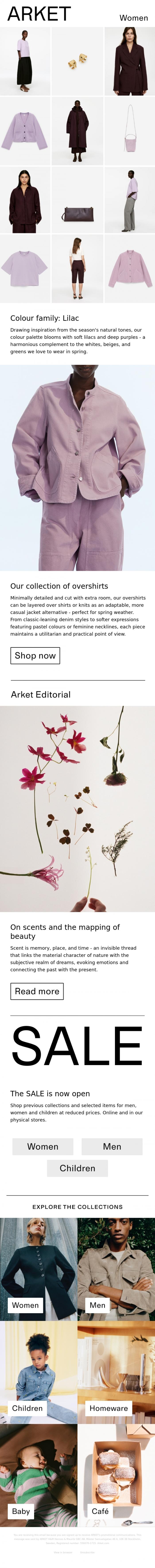 Email Design Inspiration from ARKET, Colour family - Lilac