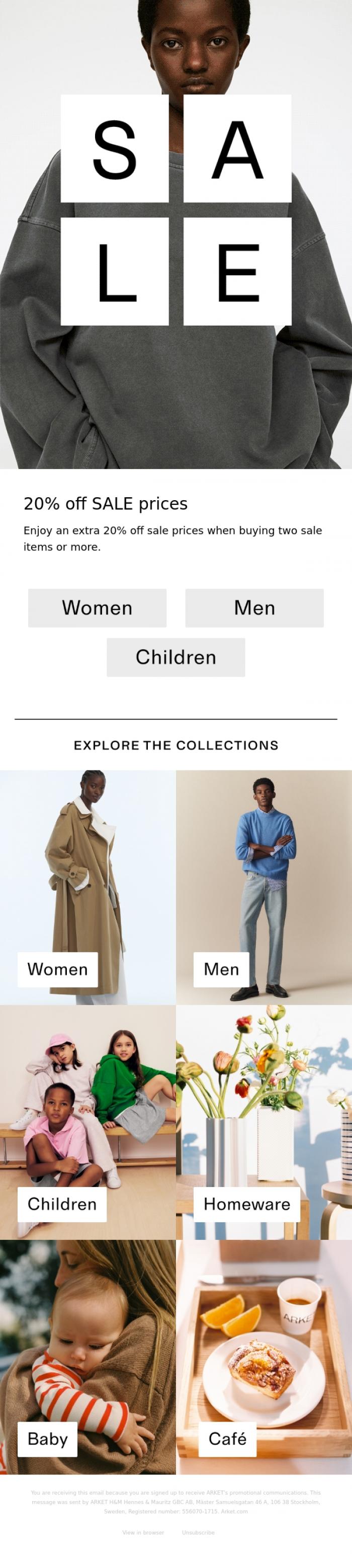 Email Design Inspiration from ARKET, 20% off SALE prices*