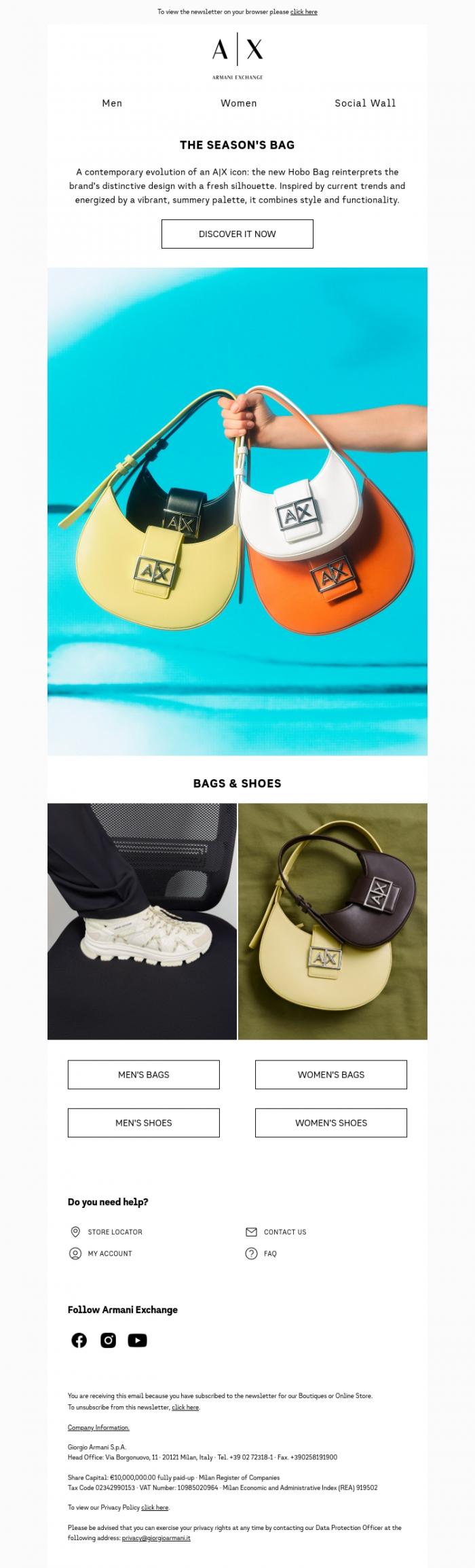 Email Design Inspiration from Armani Exchange, The coolest accessories of the season