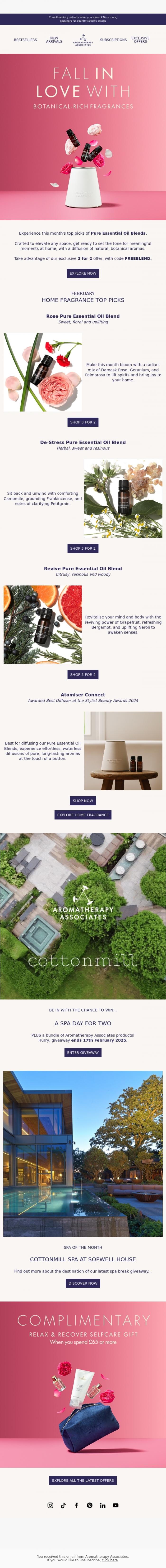 Email Design Inspiration from Aromatherapy Associates, A Match Made in Scent-ual Heaven