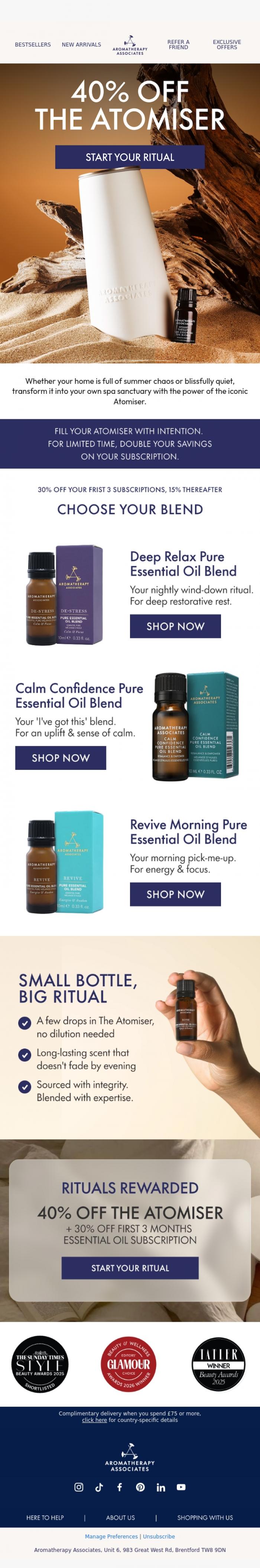 Email Design Inspiration from Aromatherapy Associates, The Calm Your Home Has Been Missing...