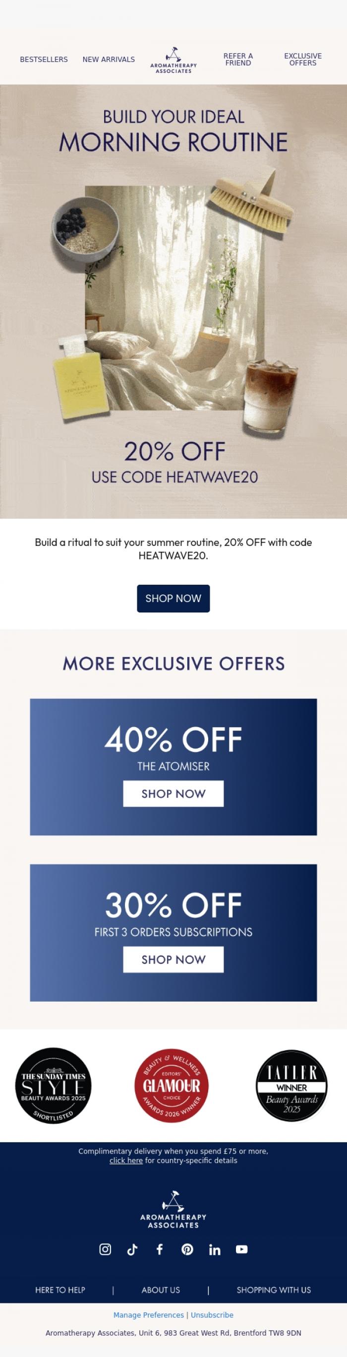 Email Design Inspiration from Aromatherapy Associates, there, you deserve a treat...