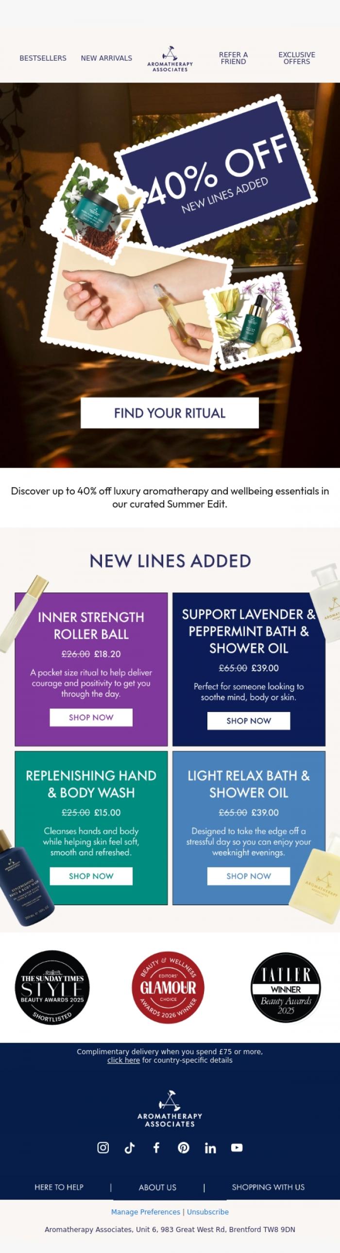 Email Design Inspiration from Aromatherapy Associates, Did someone say new lines added?&nbsp;✨
