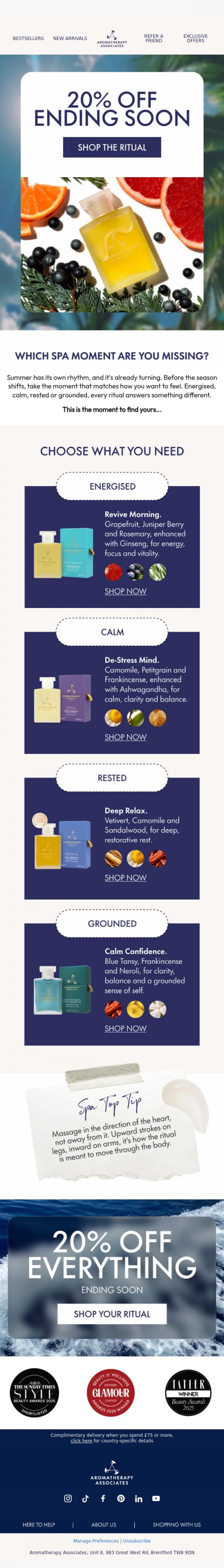 Email Design Inspiration from Aromatherapy Associates, What are you missing? 👀