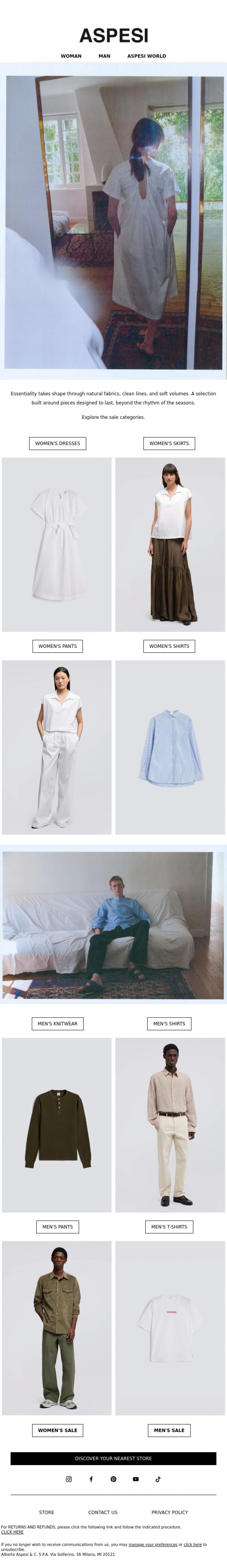 Email Design Inspiration from ASPESI, Soft Structures