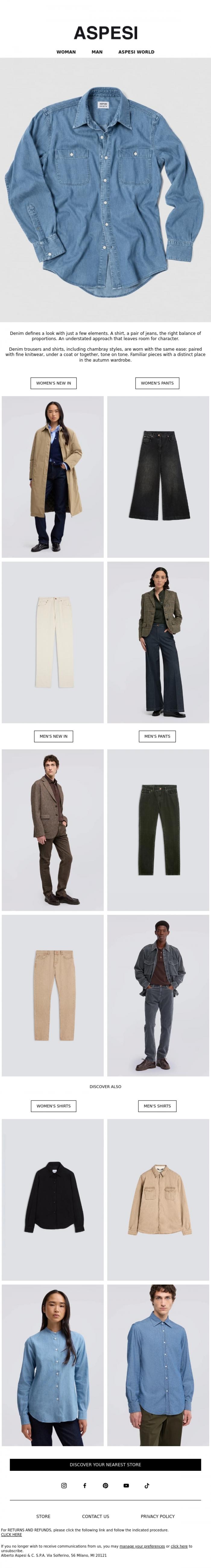 Email Design Inspiration from ASPESI, Denim Attitude