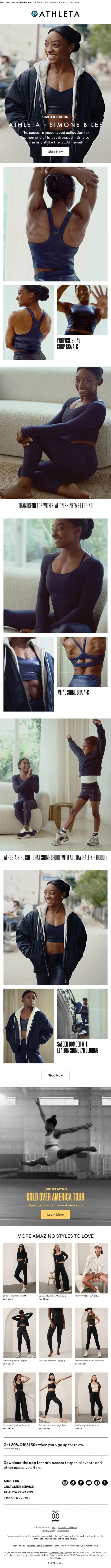 Email Design Inspiration from Athleta, Limited Edition ✨Athleta x Simone✨ just dropped
