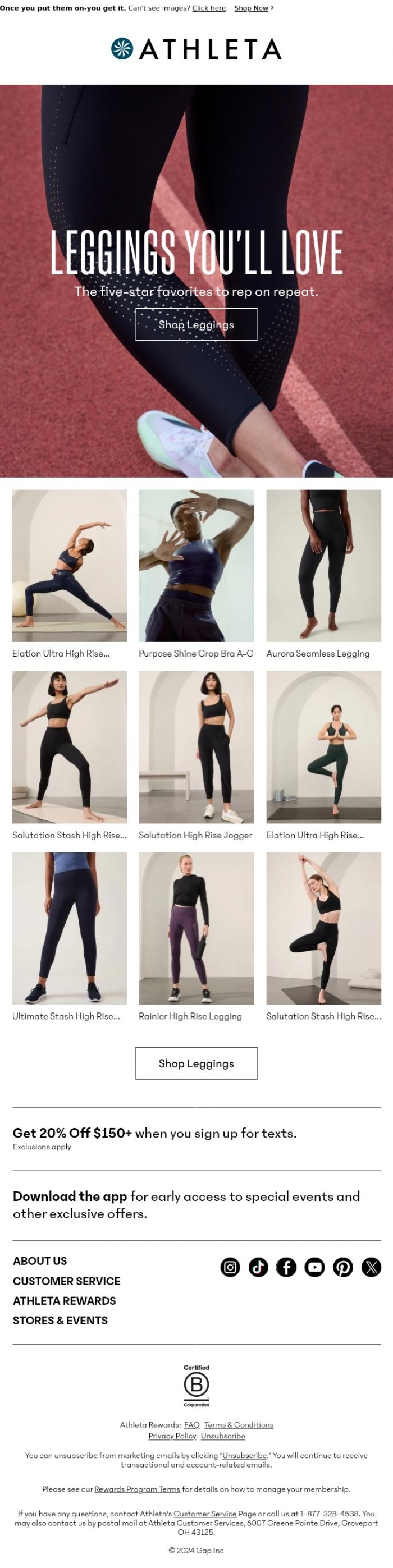 Email Design Inspiration from Athleta, We make your favorite leggings