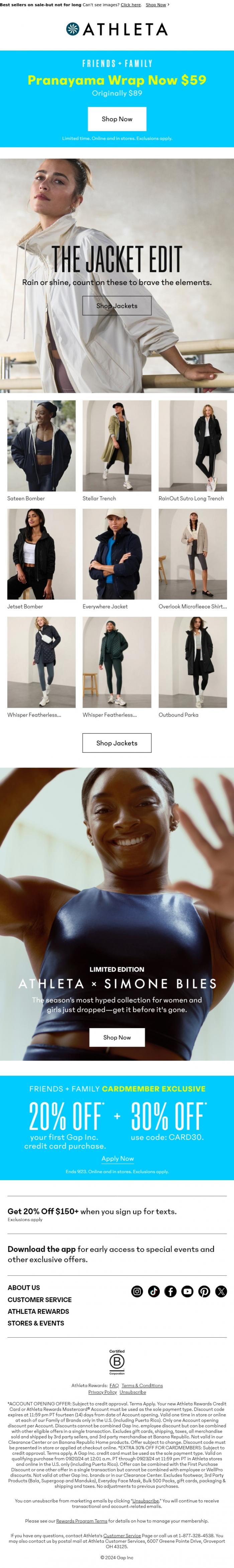 Email Design Inspiration from Athleta, Toss these over every outfit