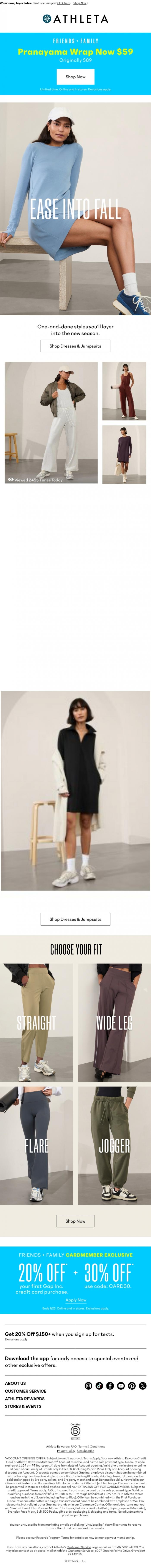 Email Design Inspiration from Athleta, Transitional dresses have arrived