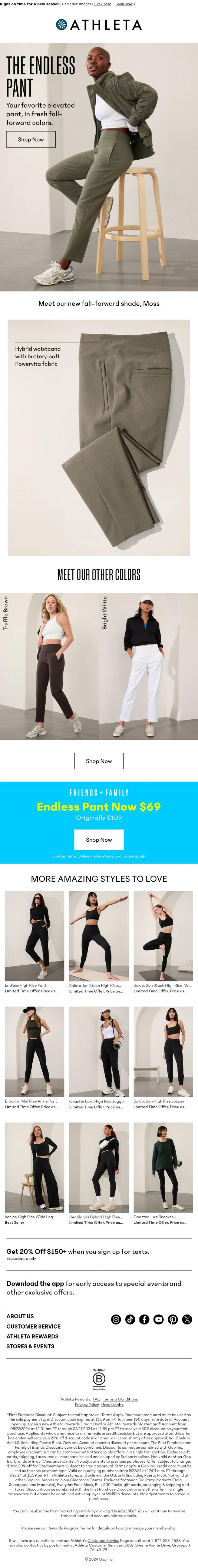 Email Design Inspiration from Athleta, ~New~ in the Endless Pant