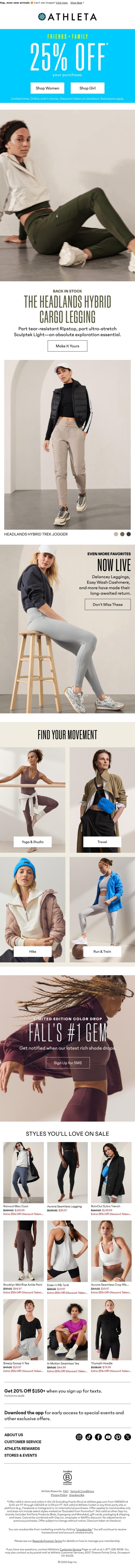 Email Design Inspiration from Athleta, 25👏 % 👏 OFF 👏 all styles