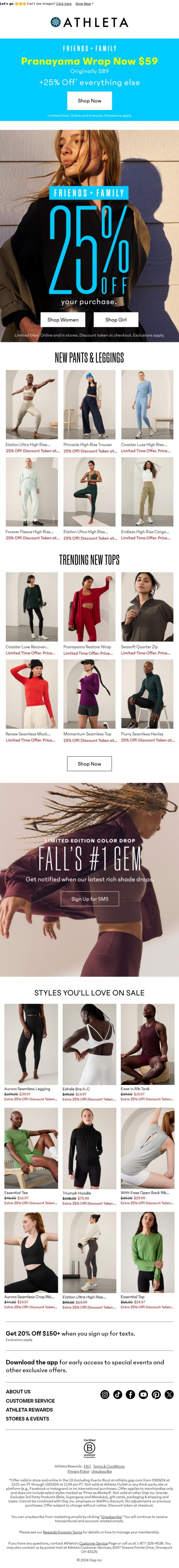 Email Design Inspiration from Athleta, 25% 🚨 OFF 🚨 ENDS 🚨 SOON
