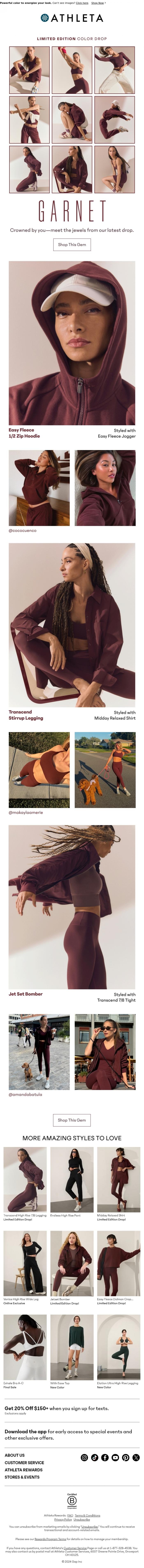 Email Design Inspiration from Athleta, Inside: gems from our latest drop 🌟