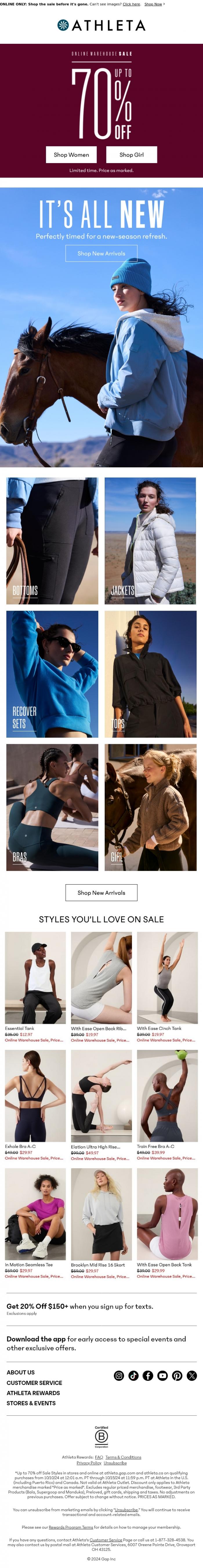 Email Design Inspiration from Athleta, You've lucked out with $30 & under styles