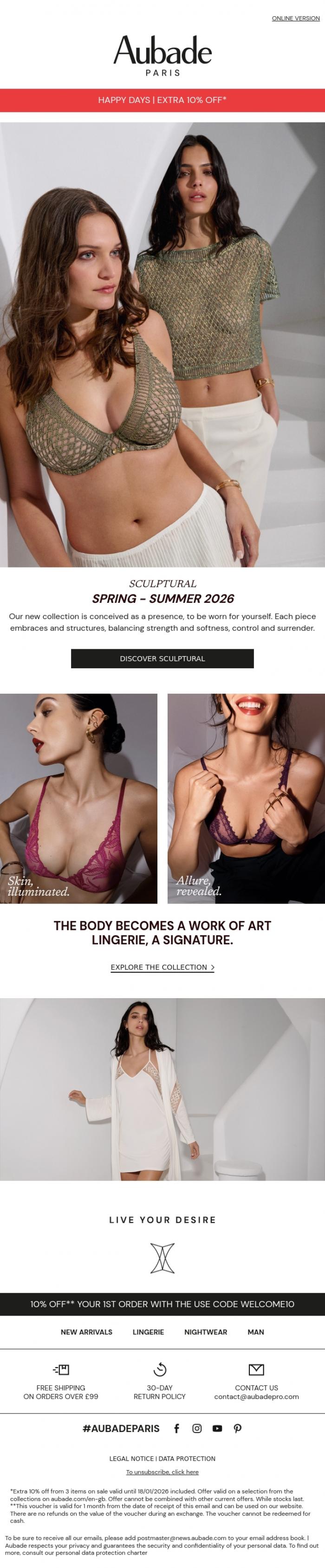Email Design Inspiration from Aubade, Spring 2026 Collection