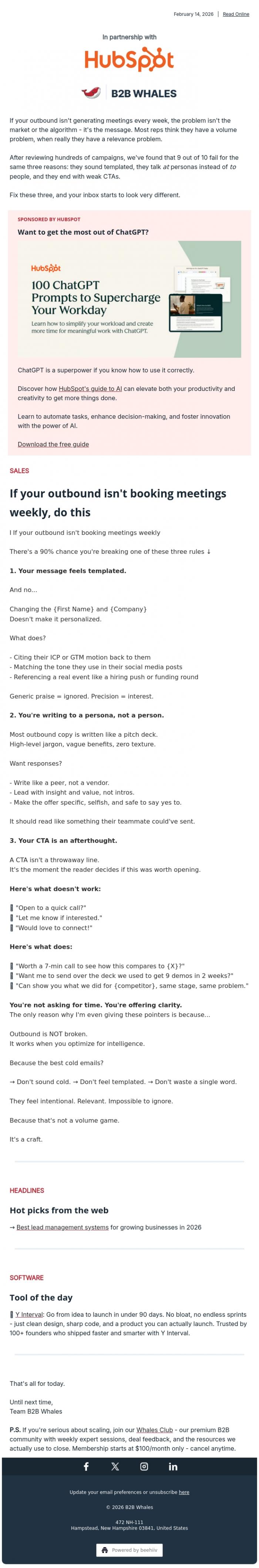 Email Design Inspiration from B2B Whales, 3 rules every high-performing outbound follows