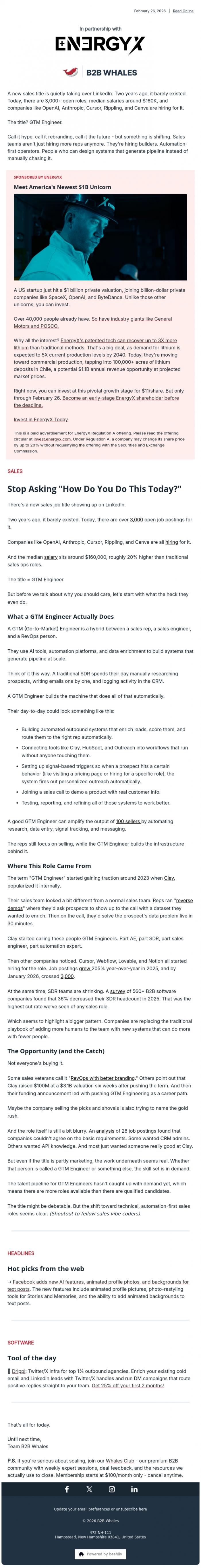 Email Design Inspiration from B2B Whales, What the heck is a GTM engineer and why you should pay attention