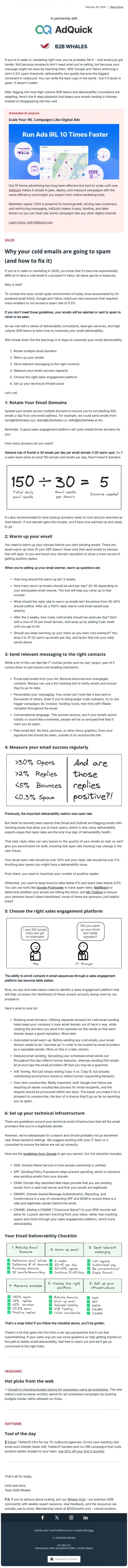 Email Design Inspiration from B2B Whales, 6 steps to maximize your email deliverability