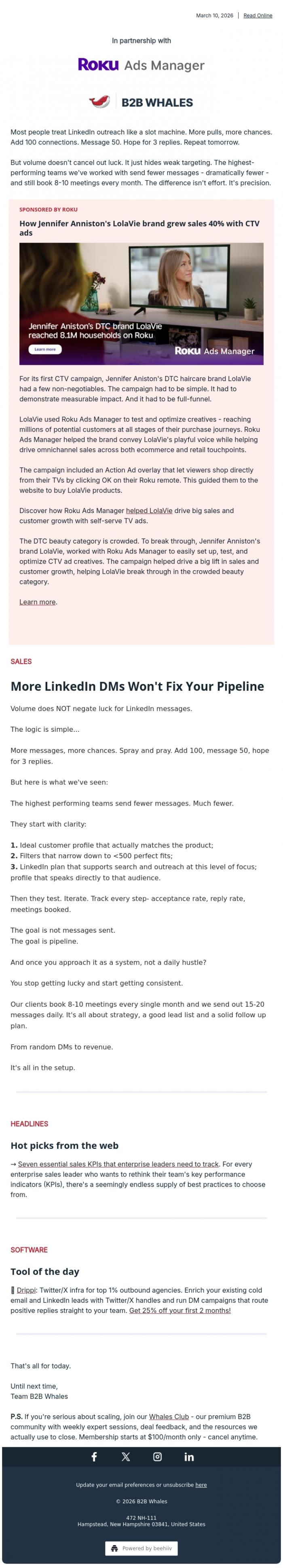 Email Design Inspiration from B2B Whales, More LinkedIn DMs won't fix your pipeline