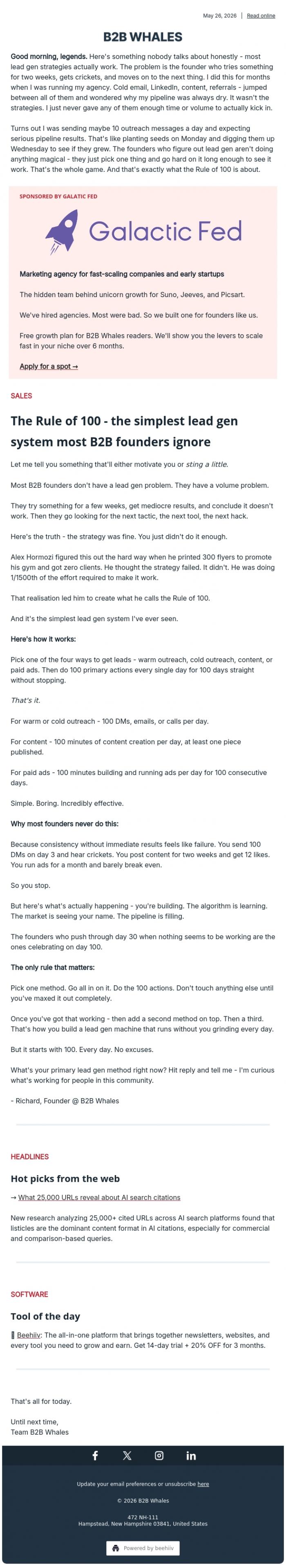 Email Design Inspiration from B2B Whales, The lead gen system most B2B founders ignore