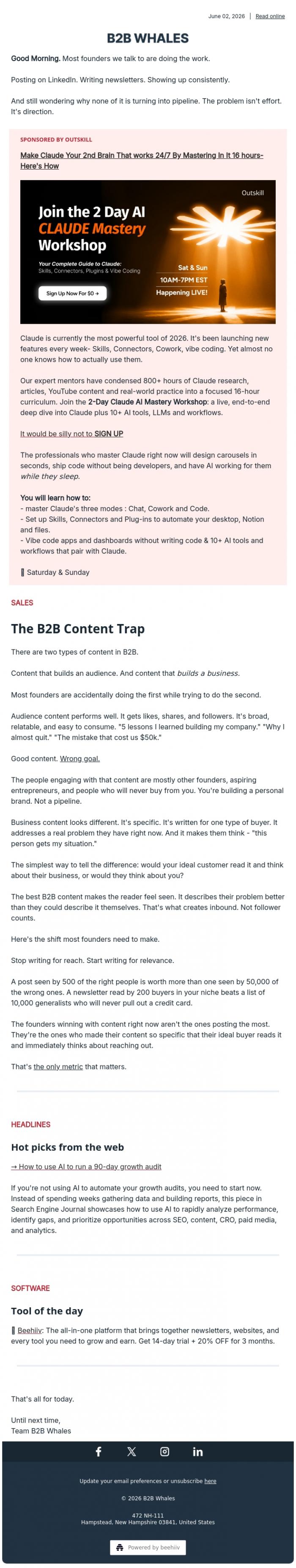 Email Design Inspiration from B2B Whales, 📷 Your content is building followers, not pipeline