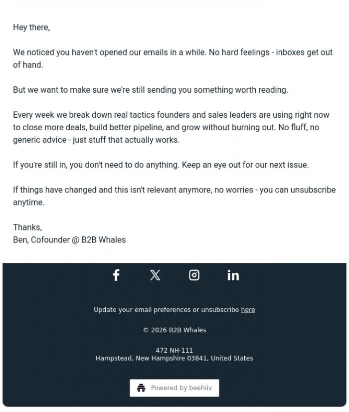 Email Design Inspiration from B2B Whales, Are we still a match?