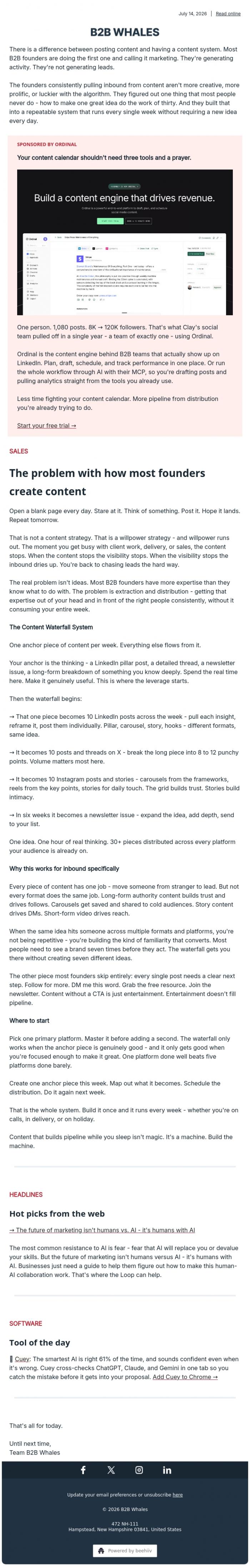Email Design Inspiration from B2B Whales, The content system that brings inbound leads while you sleep