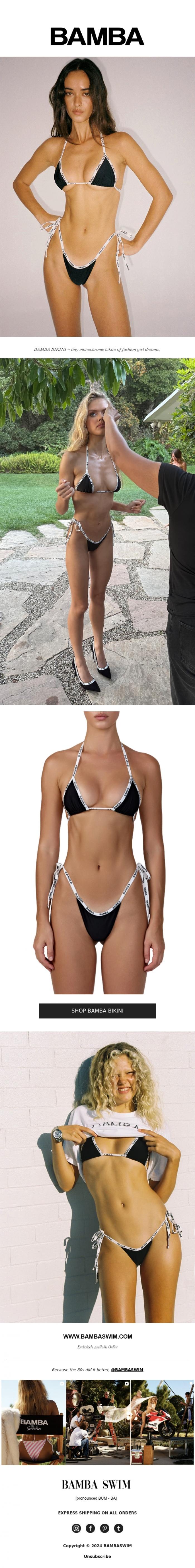 Email Design Inspiration from BAMBA SWIM, BAMBA BIKINI