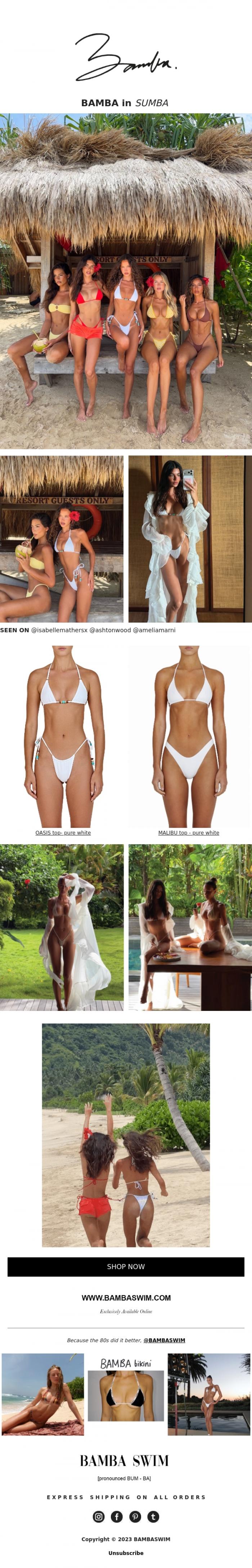 Email Design Inspiration from BAMBA SWIM, BAMBA in SUMBA island 🌺