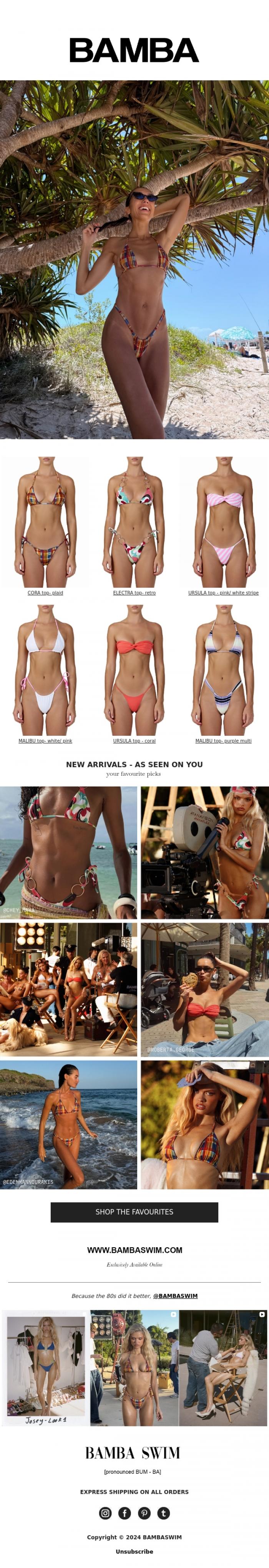 Email Design Inspiration from BAMBA SWIM, New Arrivals: As Seen On You ❤️