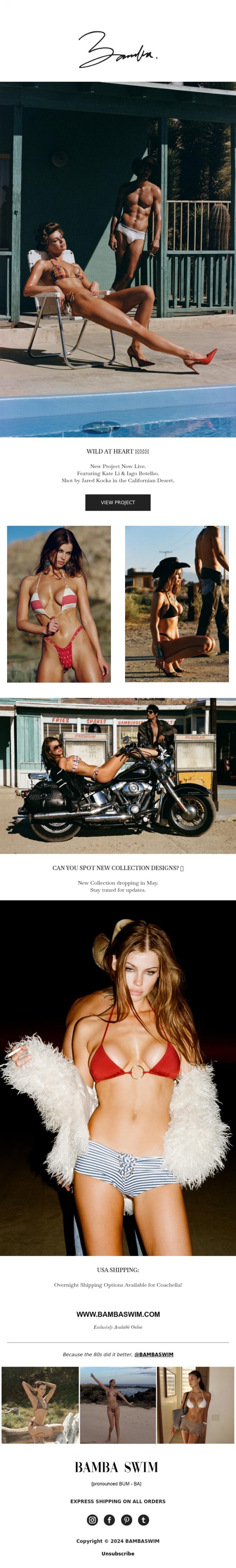 Email Design Inspiration from BAMBA SWIM, WILD AT HEART ❤️&zwj;🔥 Coachella Project