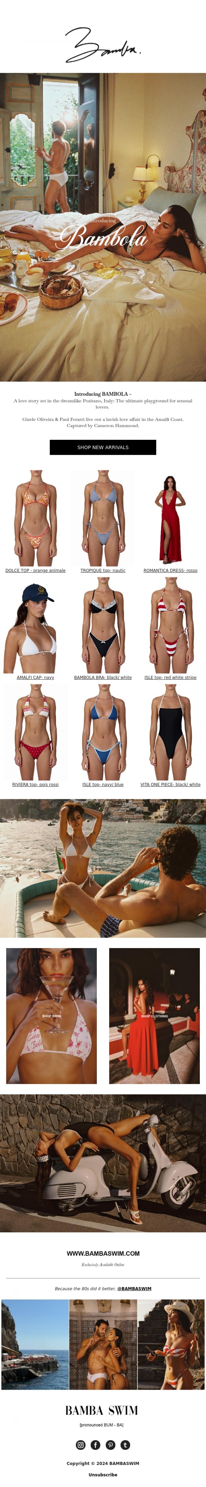 Email Design Inspiration from BAMBA SWIM, NEW CAMPAIGN LIVE