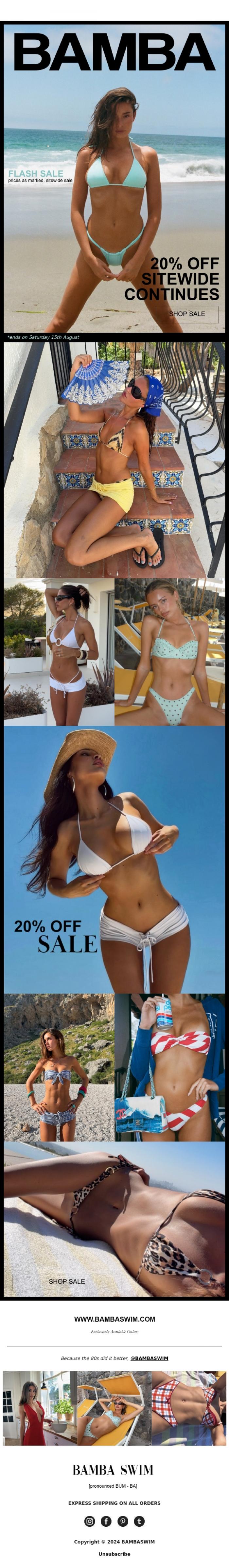 Email Design Inspiration from BAMBA SWIM, BAMBA BEST ON SALE 👙🩷🏆