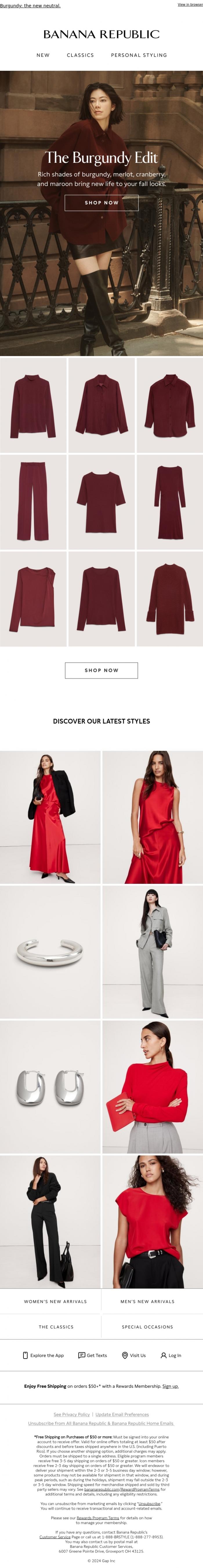 Email Design Inspiration from Banana Republic, The color that feels like fall