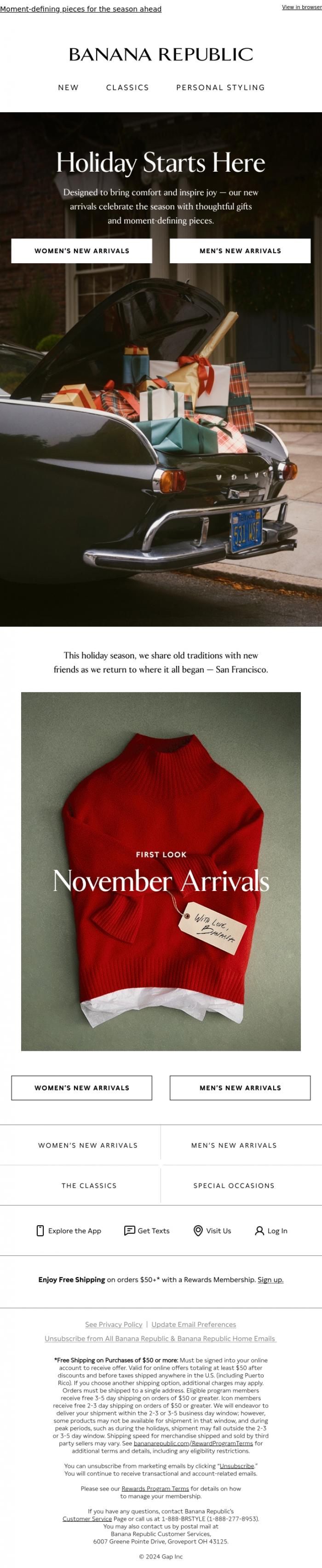 Email Design Inspiration from Banana Republic, An exclusive look at our November drop