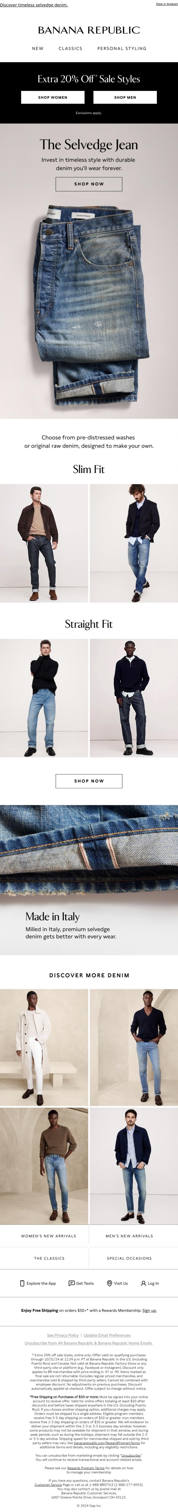 Email Design Inspiration from Banana Republic, Extra 20% off sale was just extended until tonight only