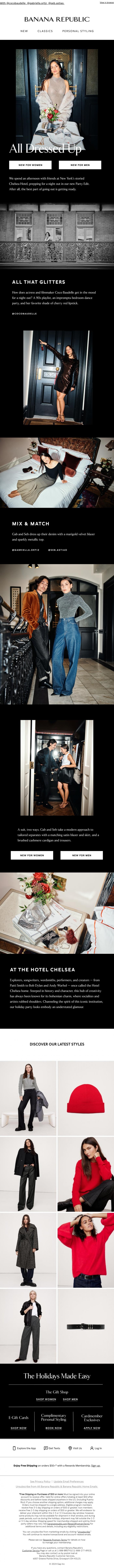 Email Design Inspiration from Banana Republic, Preview: The Party Edit