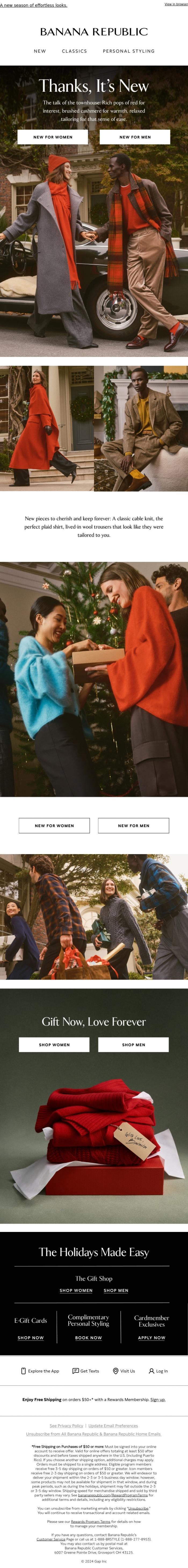 Email Design Inspiration from Banana Republic, New pieces to love and wear forever