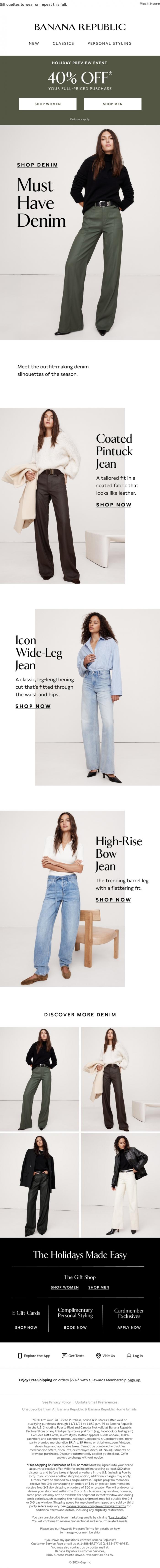 Email Design Inspiration from Banana Republic, Limited time: 40% off your full-priced purchase