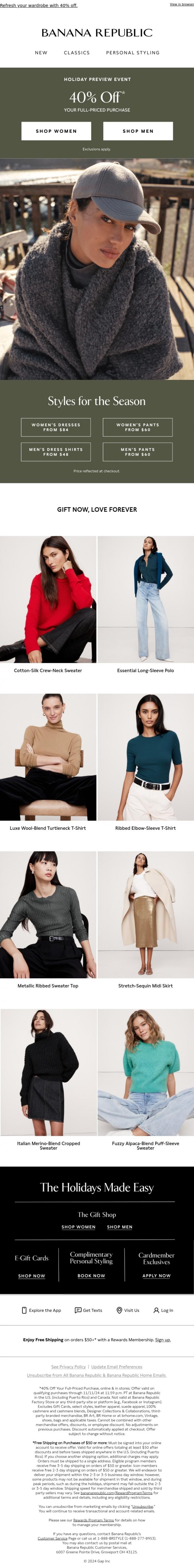 Email Design Inspiration from Banana Republic, Must-have pants from $60?